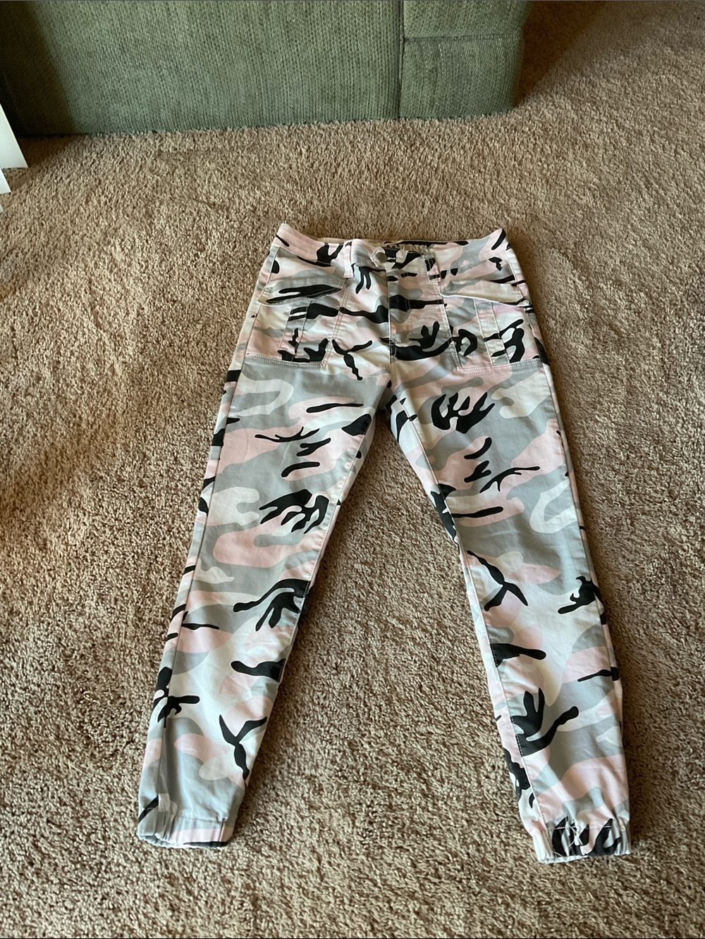 V.I.P. Pink white black gray camo cotton cargo jogger pants Jr size 13 CUTE